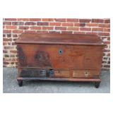 Antique Pine Trunk w/ 3 Lower Drawers