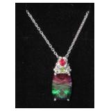 New Laser cut bi-color watermelon pendant, green,