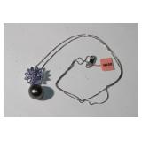 New Tanzanite sterling and large dangle pearl