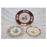3 Antique Decorative Plates; 9' partial nude