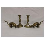 Pair of Antique Brass Candlestand & Pair of