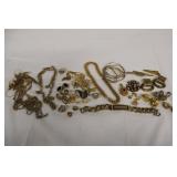Generous lot of gold tone costumes jewelry.