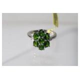 NIB Green Tsavorite sterling ring, size 6, 3.91g