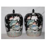 2pcs Ginger Jars w/ lids 12' tall