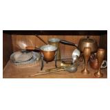 14pc Vintage Copper Items; chaffing pot,