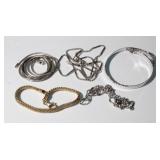 5pcs Sterling Silver Items, 3 Bracelets & 2 Chains