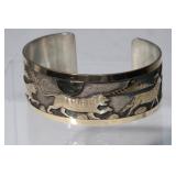 925-12kt YG Filled Wide Story Teller Cuff Bracelet