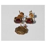 3pcs 14kt YG Items, A Pair of Oval Pink Tourmaline