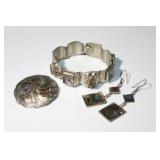 925 Sterling Suite with Bracelet Broach Pendant