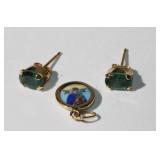 2pcs 14kt YG Items,14kt YG Green Tourmaline in