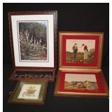 Misc 5pc Art Needlepoint, prints