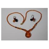 18in Teardrop Amber Necklace w/ with Matching