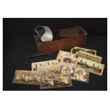 Antique Stereoscope Viewer with Slides