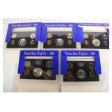 5 1970 Proof Sets W/40% Silver Kennedy Half