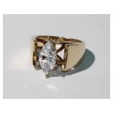 14kt Yellow Gold Cathedral Ring w/ CZ Marquise