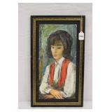 Portrait of a Lady Oil on Board 1960's signed