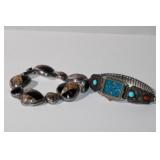 2pc Sterling Native American Watch & .950