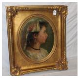 Oil on Canvas 20th Century Profile Portrait of