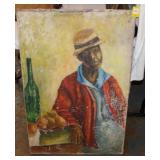 Man with Hat and Bowl of Pears, Haitian Oil on