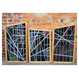 3pcs Mid-Century Stain Glass Windows