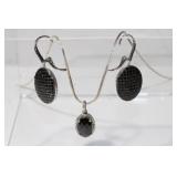 925 Sterling Suite with Earrings and Pendant on