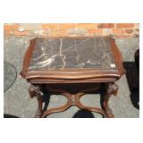 Louis XV style walnut low Table w/ marble insert