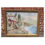 Large Watercolor in Antique Frame