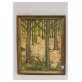 Signed Oil on Board Trees & Flowers