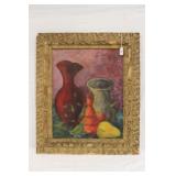 Oil on Board Still Life Pear & Vases signed PCN
