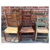 Group of 6 Antique Split Oak Bottom Chairs