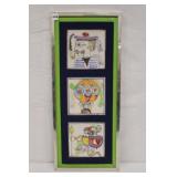 Framed 3 handpainted Italian Pottery Tiles by