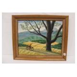 Oil on Board signed S R Mason (1947) 'Man on