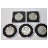 5 Kennedy Half DOllars 1964's Silver