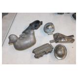 6pc Chocolate Molds; 2 ducks, train, peach, shoe,