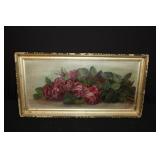 Vintage Oil on Canvas Still Life of Roses