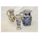 3pcs, Signed Pottery Pitcher (9.75in), German Beer