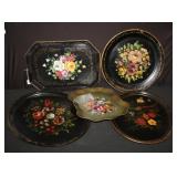 5 Antique & Vintage Hand Painted Trays