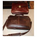 2 Leather Briefcases, 1 Old Angler Leather