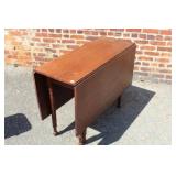 Antique Walnut dropleaf Table pegged w/ turned leg