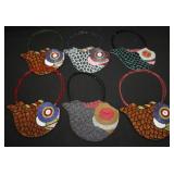 5pcs Asian Handmade Beaded Fish Handbags