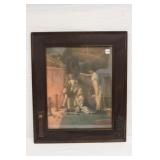 Framed Print w/ clock & spinning wheel on frame