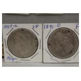 1887/0, 1891-0 Morgan Silver Dollars