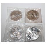 Group of 4 Coins; 1 troy ounce .999 fine silver