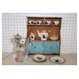 Lenox Cat Pitcher Miss Mittens Tea Set & Cubbord