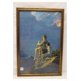 Vintage Lithograph 'Contentment' 23.5' x 16'