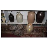 5pc Pottery lot and concrete water fountain