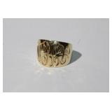 14kt yellow gold Initial Monogram Ring, sz 5.5