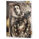 Expressionalist Mixed Media Painting of a Pierrot