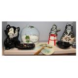 4 cookie jars, misc., bowls