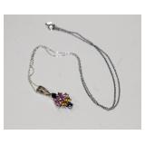 Sapphire Amethyst/Citrine .925 Sterling Necklace